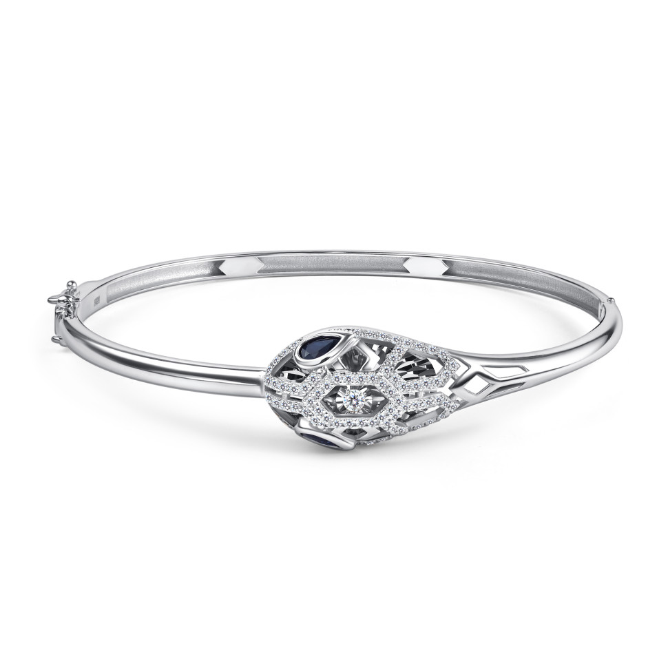 Браслет из белого золота с бриллиантами и сапфирами (060371)