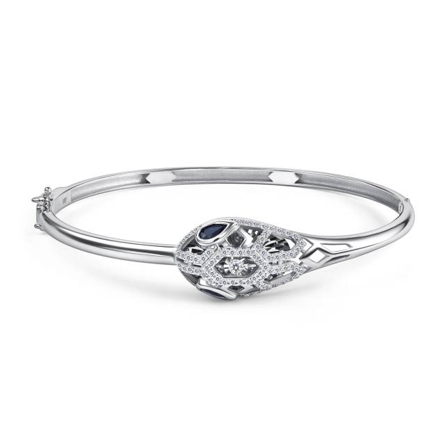 Браслет из белого золота с бриллиантами и сапфирами (060371)