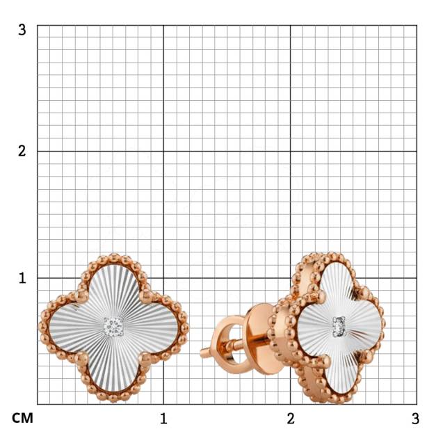 Серьги пусеты из красного золота с бриллиантами  (063114)
