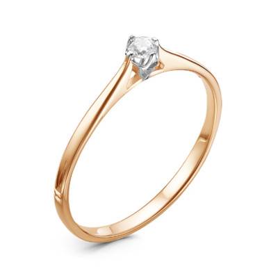 Помолвочное кольцо из красного золота с бриллиантом (043760)
