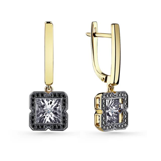 Серьги из жёлтого золота с бриллиантами (057486)