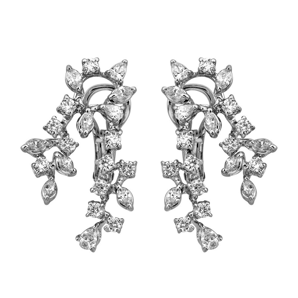 Серьги с бриллиантами из белого золота (005308)