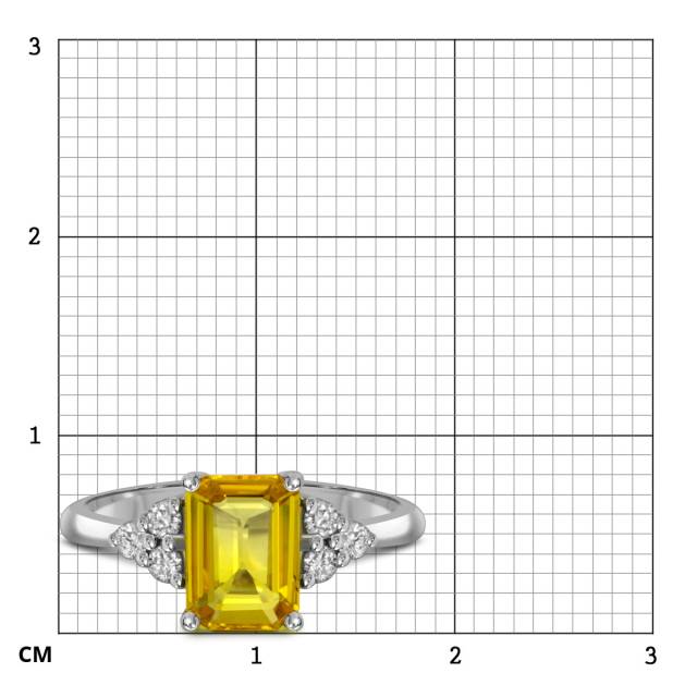 Кольцо из белого золота с бриллиантами и жёлтым сапфиром (055721)