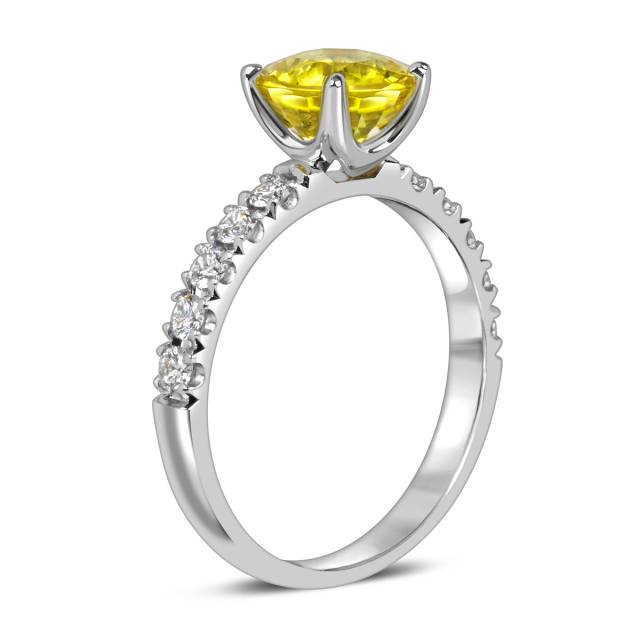 Помолвочное  кольцо из белого золота с жёлтым сапфиром и бриллиантами (061114)