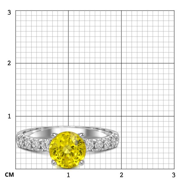 Помолвочное  кольцо из белого золота с жёлтым сапфиром и бриллиантами (061114)