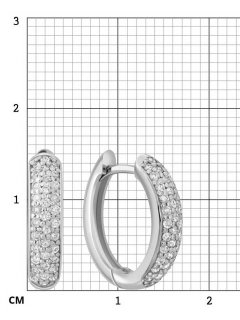 Серьги конго из белого золота с бриллиантами (042583)