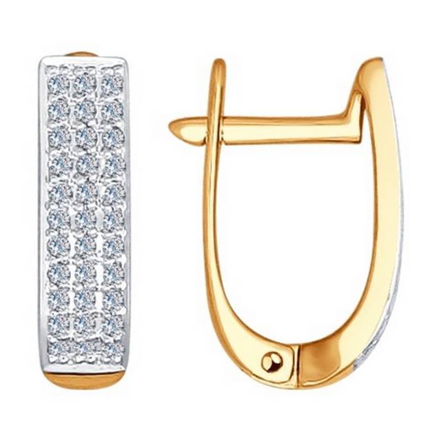 Серьги из комбинированного золота с бриллиантами (029561)