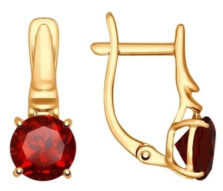 Серьги из красного золота с гранатами