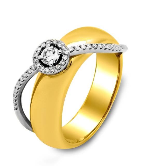 Кольцо из комбинированного золота с бриллиантами (027483)
