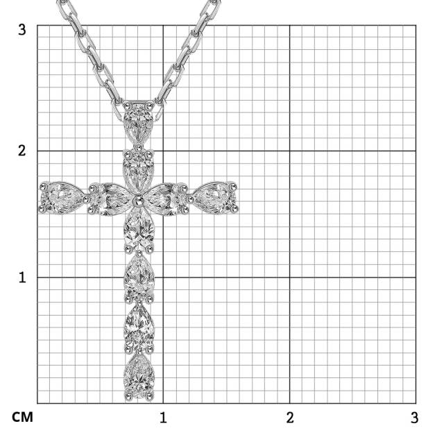 Колье крест из белого золота с бриллиантами (063682)
