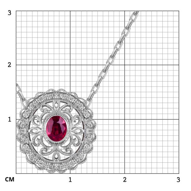 Колье из белого золота с бриллиантами и рубином (063572)