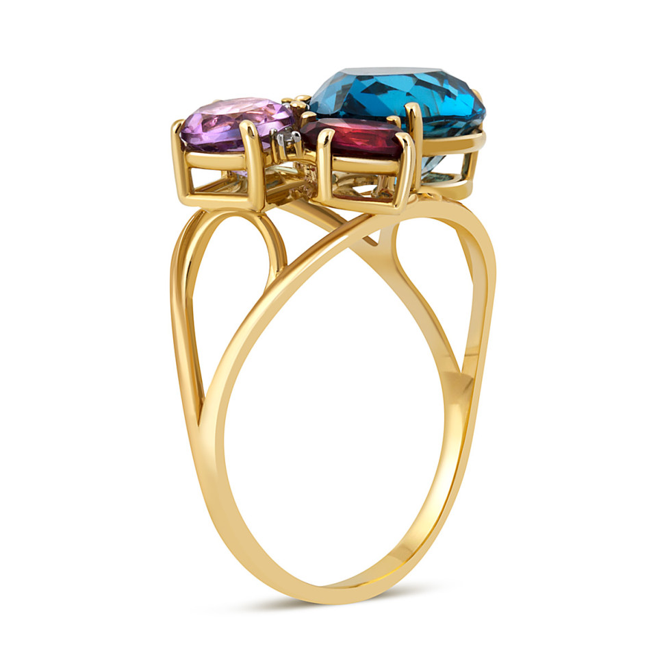 Кольцо из жёлтого золота с полудрагоценными камнями (043429)