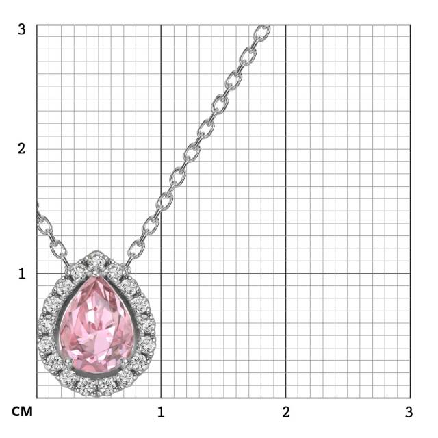 Колье из белого золота с бриллиантами и морганитом (059190)