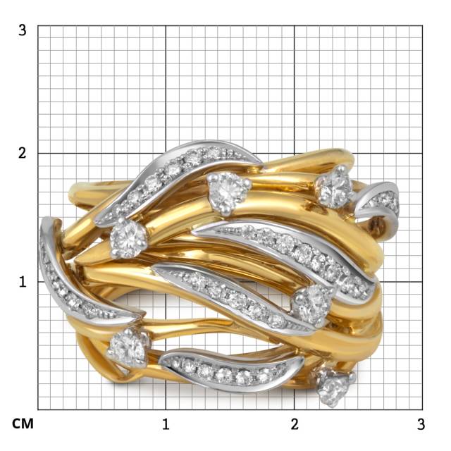 Кольцо из комбинированного золота с бриллиантами (052930)