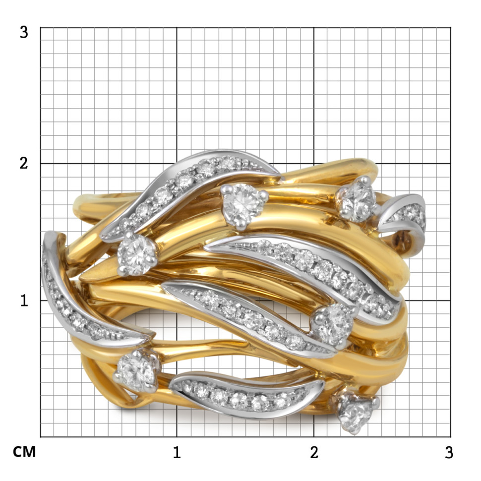 Кольцо из комбинированного золота с бриллиантами (052930)