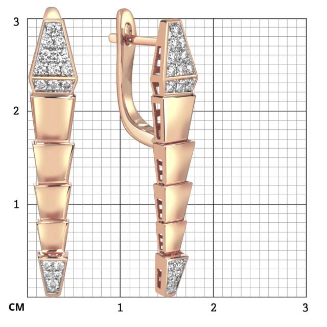 Серьги из красного золота с бриллиантами (060999)