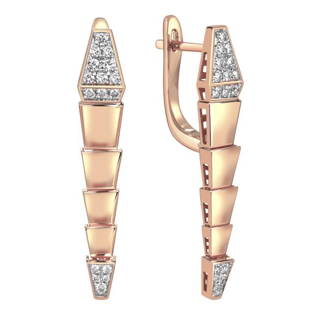 Серьги из красного золота с бриллиантами (060999)