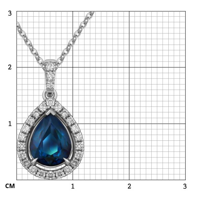 Кулон из белого золота с бриллиантами и сапфиром (053773)