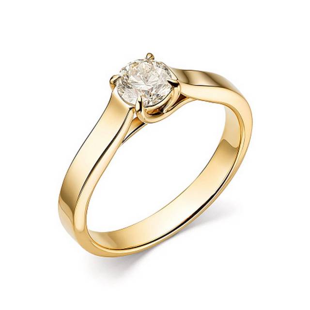 Помолвочное кольцо из жёлтого золота с бриллиантом (049607)