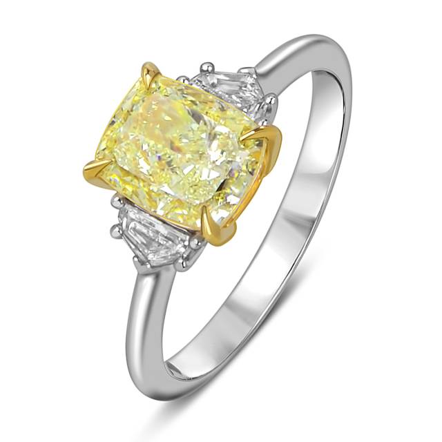 Помолвочное кольцо из белого золота с бриллиантами и жёлтым бриллиантом (060023)