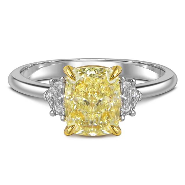 Помолвочное кольцо из белого золота с бриллиантами и жёлтым бриллиантом (060023)