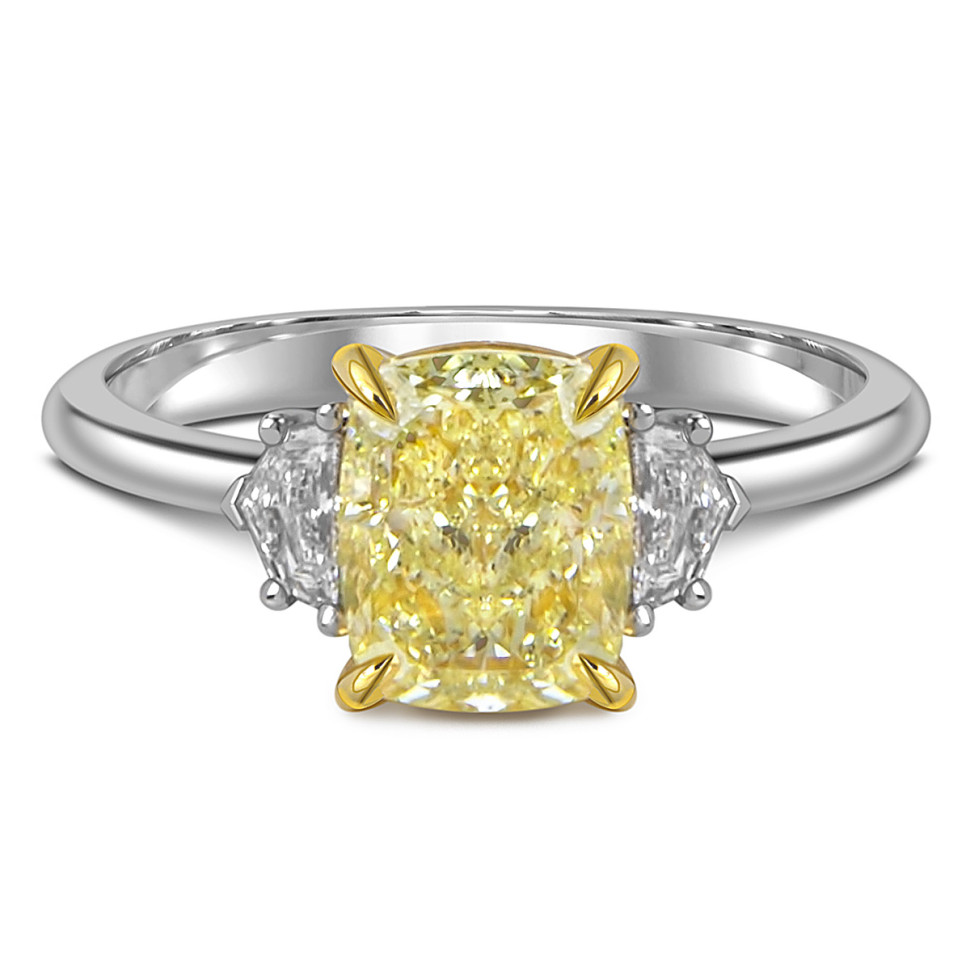 Помолвочное кольцо из белого золота с бриллиантами и жёлтым бриллиантом (060023)