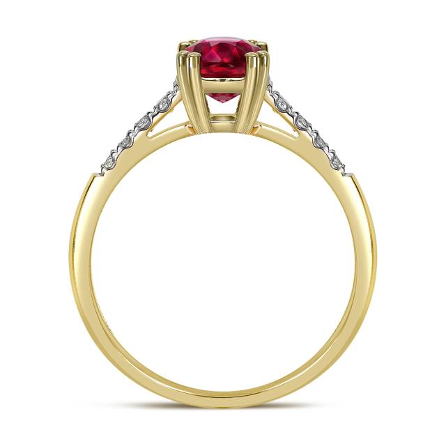 Кольцо из жёлтого золота с бриллиантами и рубином (060337)