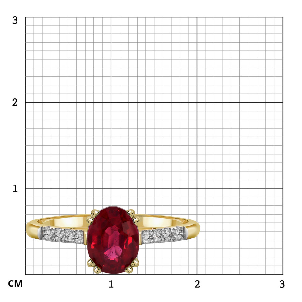 Кольцо из жёлтого золота с бриллиантами и рубином (060337)