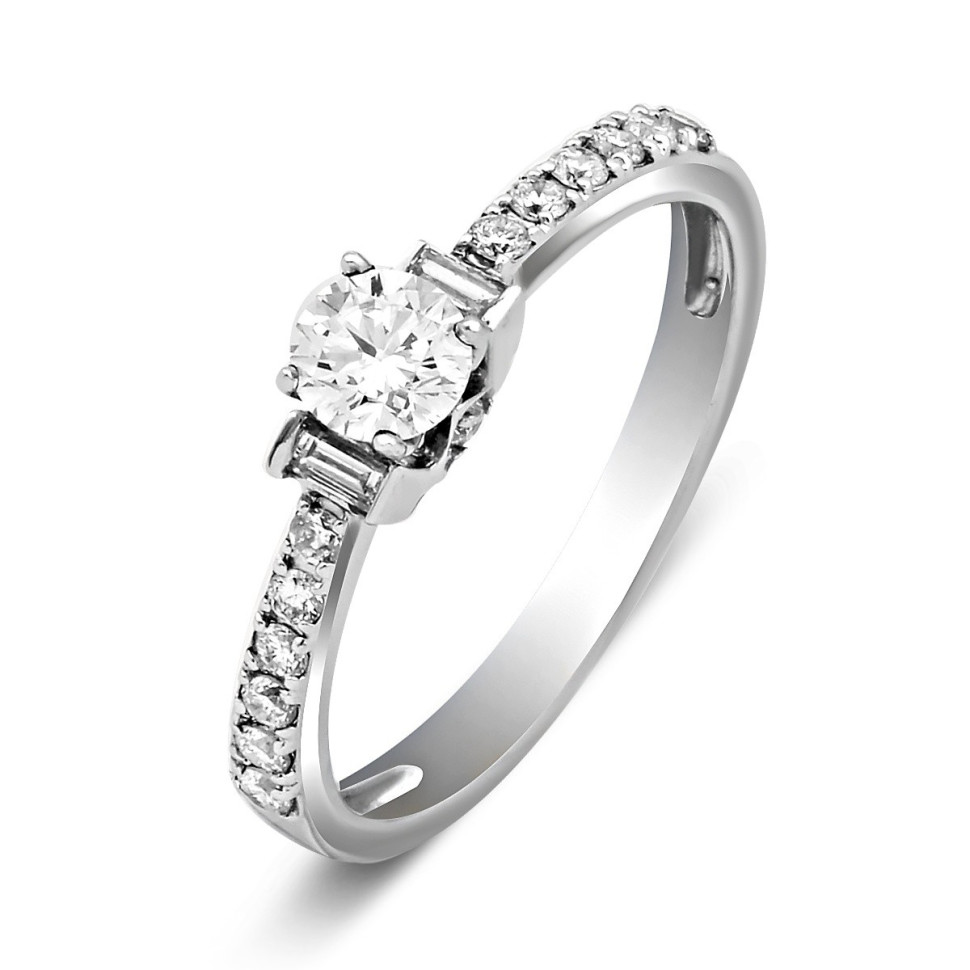 Помолвочное кольцо из белого золота с бриллиантами (018566)