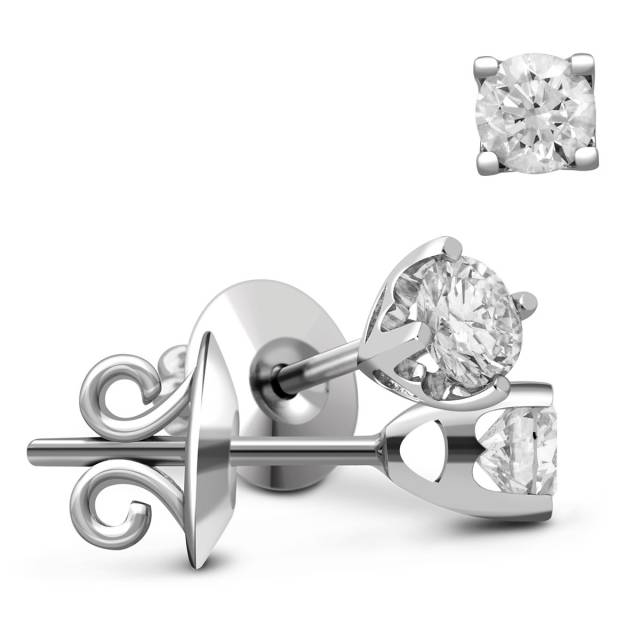 Серьги пусеты из белого золота с бриллаинтами (025890)