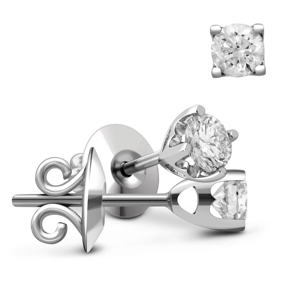 Серьги пусеты из белого золота с бриллаинтами (025890)