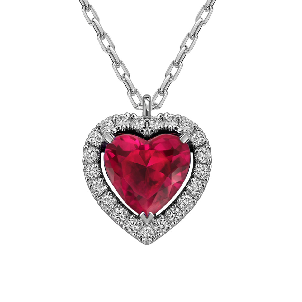 Колье из белого золота с бриллиантами и рубином