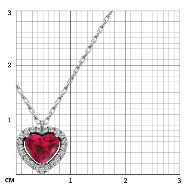 Колье из белого золота с бриллиантами и рубином "Сердце" (063686)