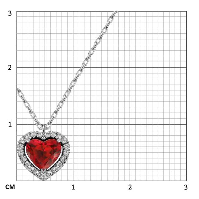 Колье из белого золота с бриллиантами и рубином "Сердце" (063686)
