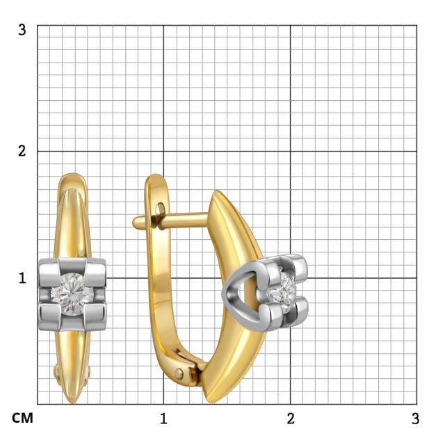 Серьги из комбинированного золота с бриллиантами (025789)