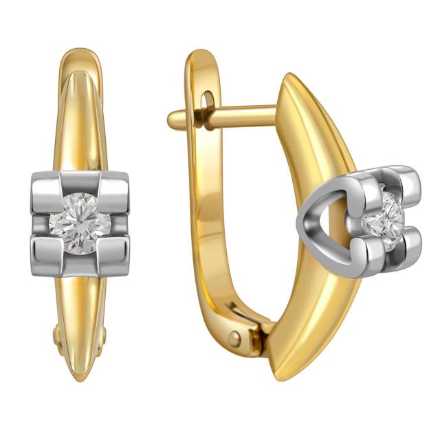 Серьги из комбинированного золота с бриллиантами (025789)