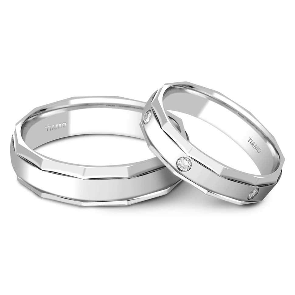 Обручальное кольцо из белого золота  TIAMO (000103)