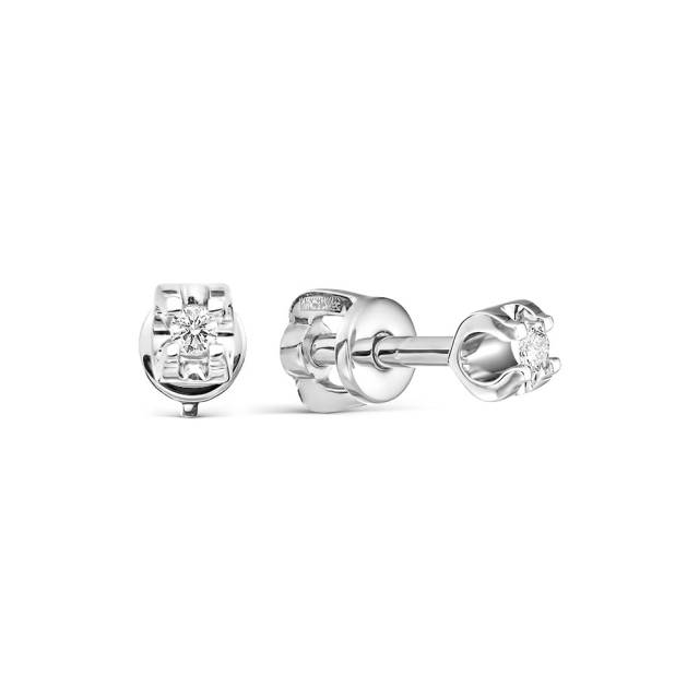 Серьги пусеты из белого золота с бриллиантами (061315)