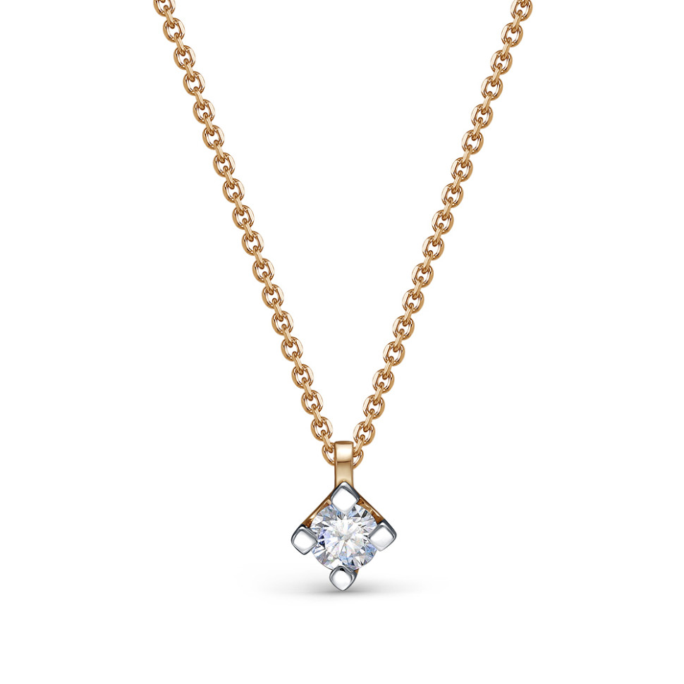 Колье из красного золота с бриллиантом (053855)