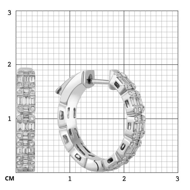 Серьги конго из белого золота с бриллиантами (043956)
