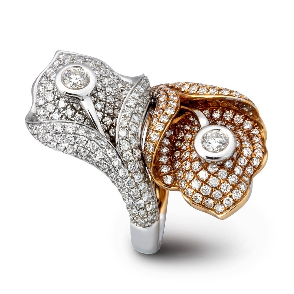 Кольцо из комбинированного золота с бриллиантами (003206)