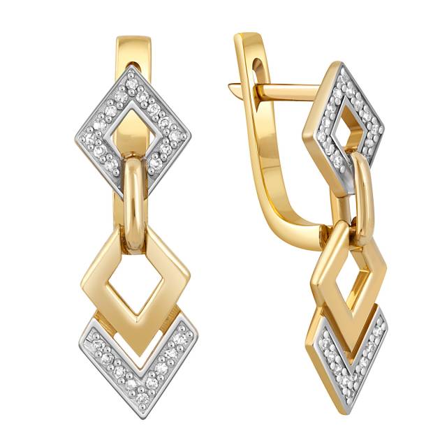 Серьги из жёлтого золота с бриллиантами (046349)