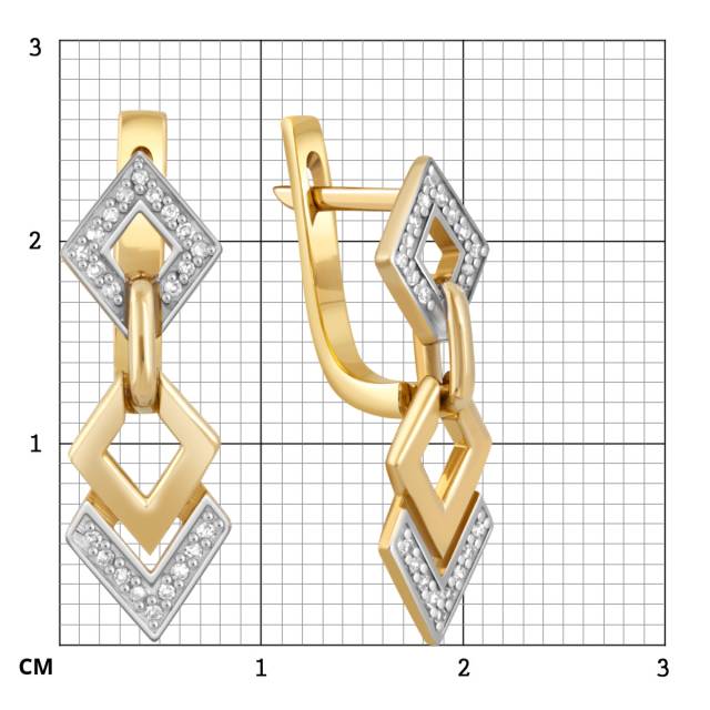 Серьги из жёлтого золота с бриллиантами (046349)