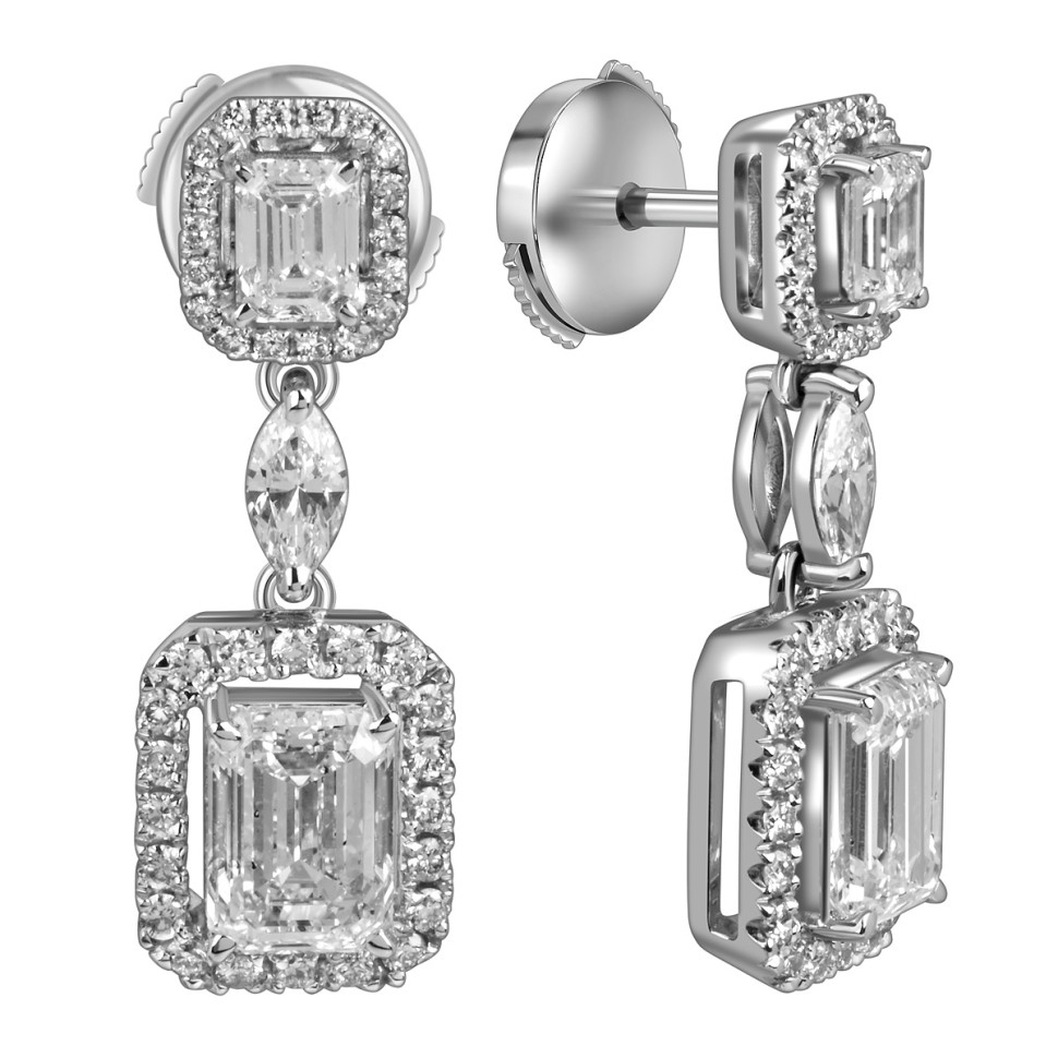 Серьги пусеты из белого золота с бриллиантами (053469)