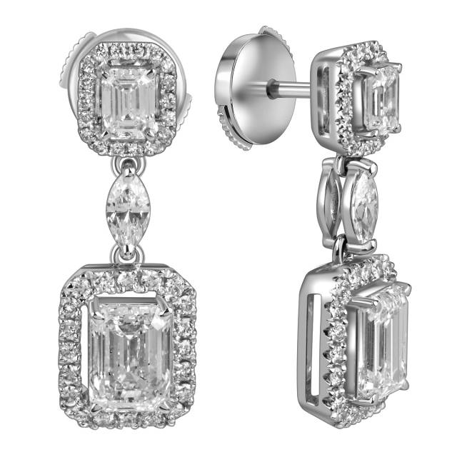 Серьги пусеты из белого золота с бриллиантами (053469)