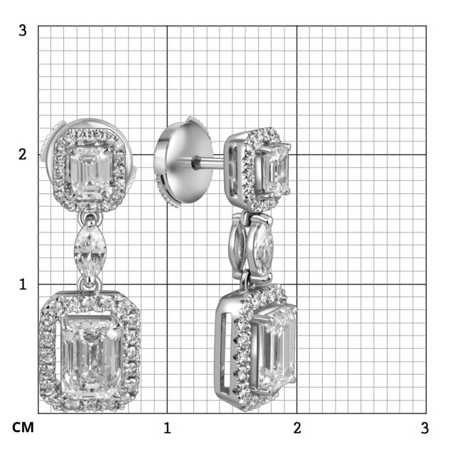 Серьги пусеты из белого золота с бриллиантами (053469)