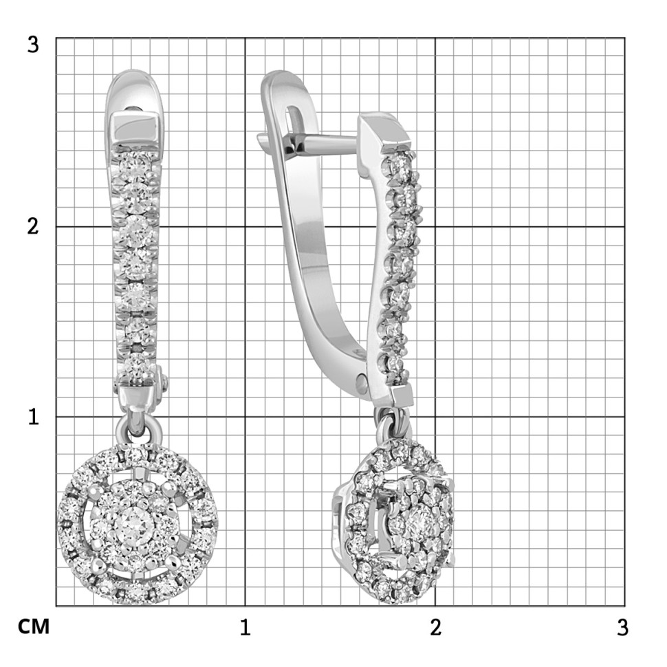 Серьги из белого золота с бриллиантами (042549)