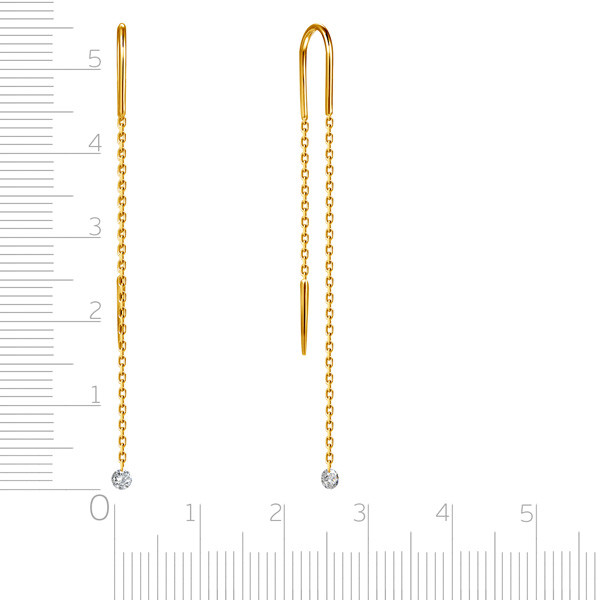 Серьги протяжки из жёлтого золота с бриллиантами (047664)