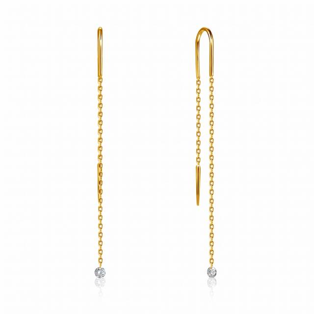 Серьги протяжки из жёлтого золота с бриллиантами (047664)