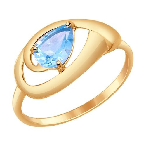 Кольцо из красного золота с топазом (027823)